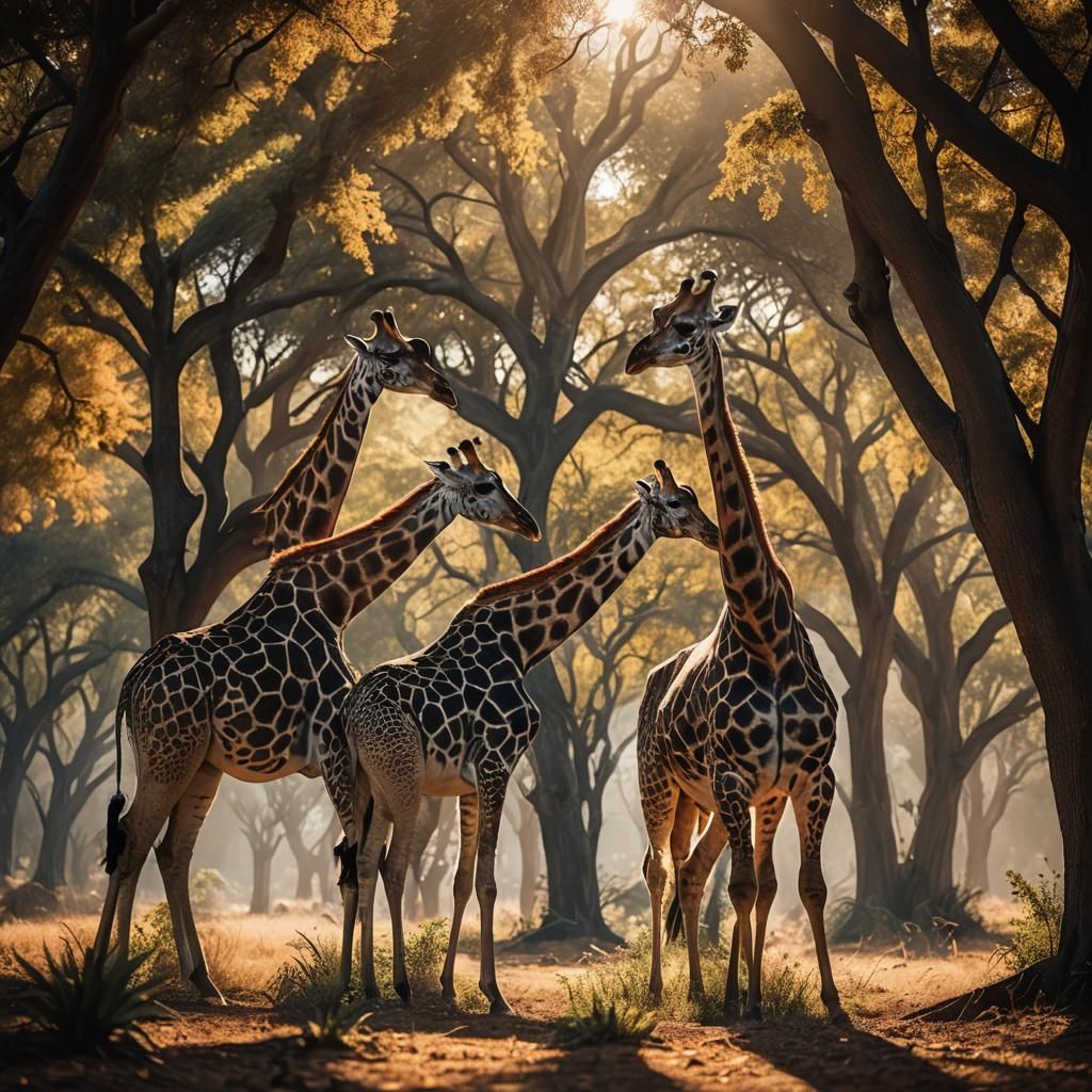 Giraffes Roaming: Cinematic Wildlife Photography