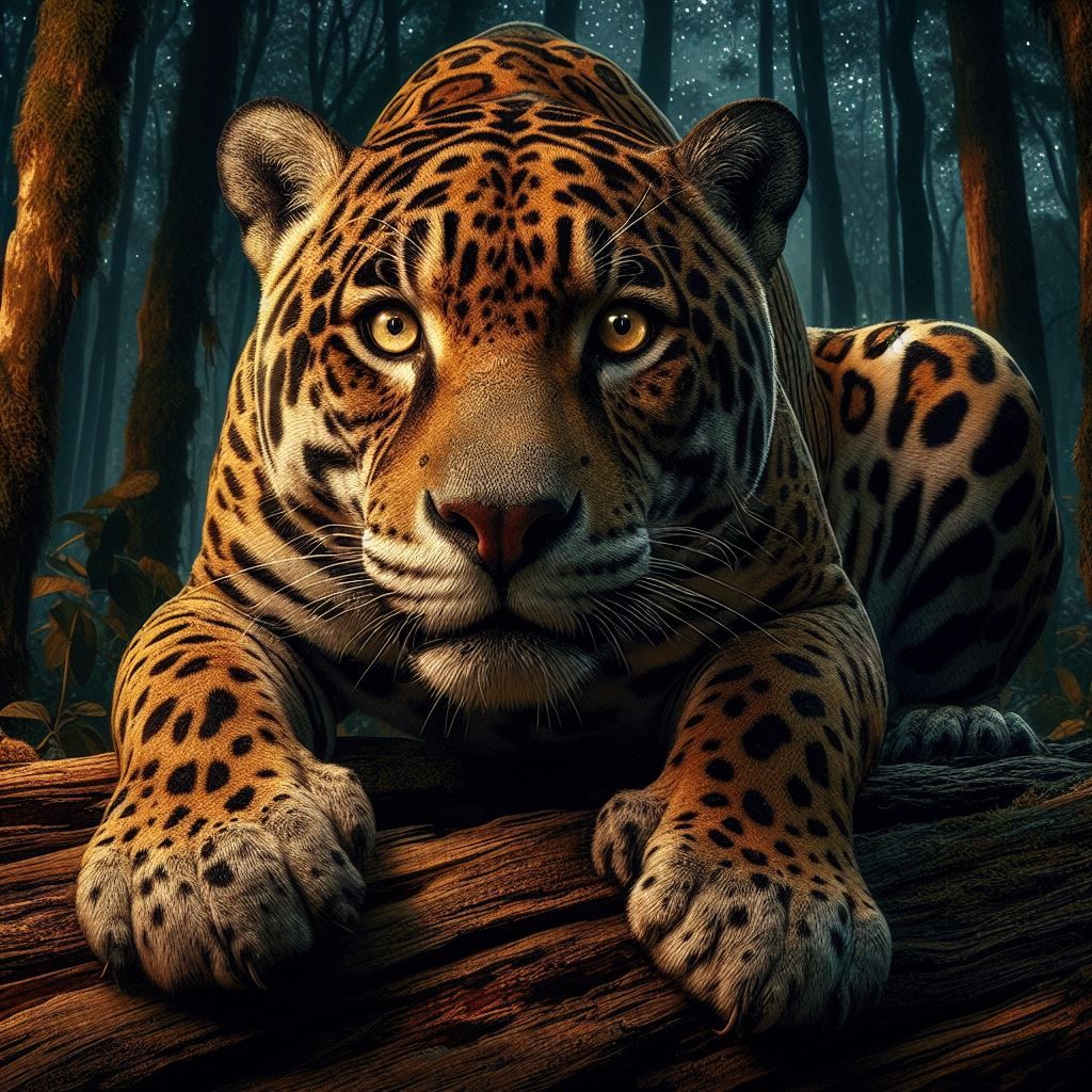 A jaguar staring at the camera