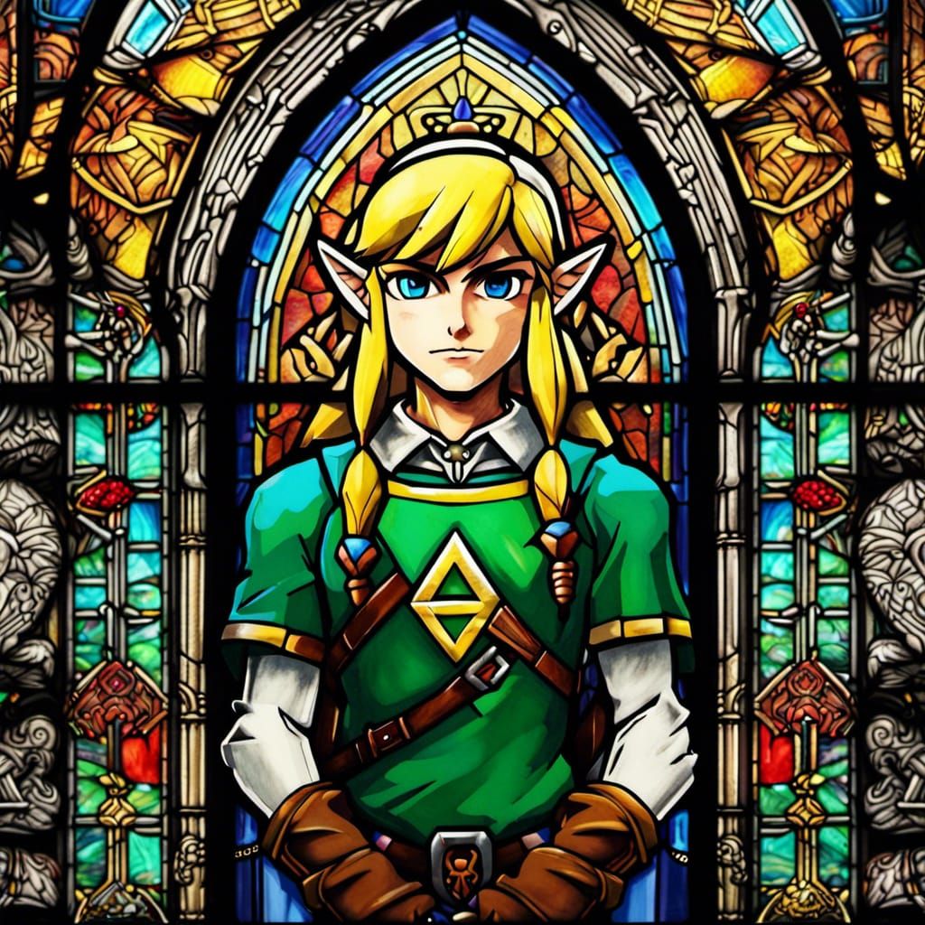 Legend of Zelda Stained Glass Window 3 - AI Generated Artwork ...