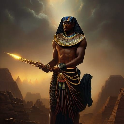 male african ancient egyptian pharaoh in africa:: style by Goya, Tom ...