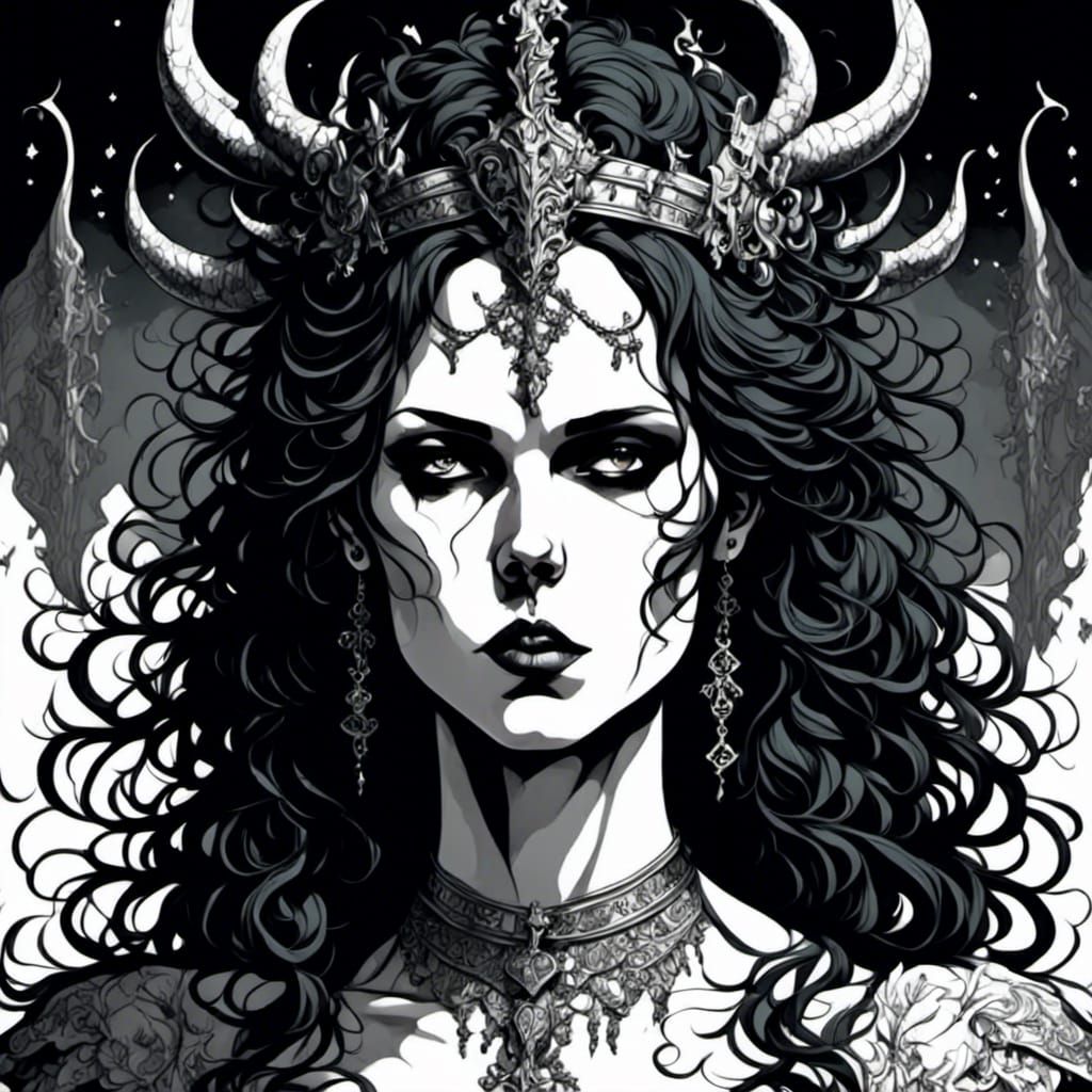 viking goddess black and white comic graphic novel - AI Generated ...