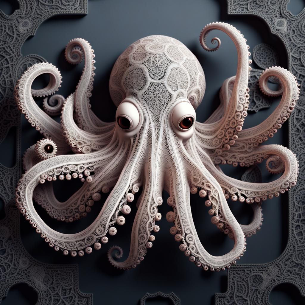 complex 3d render ultra detailed of a beautiful lace octopus made out of lace, beautiful studio soft ...  by @Sergio Ortiz