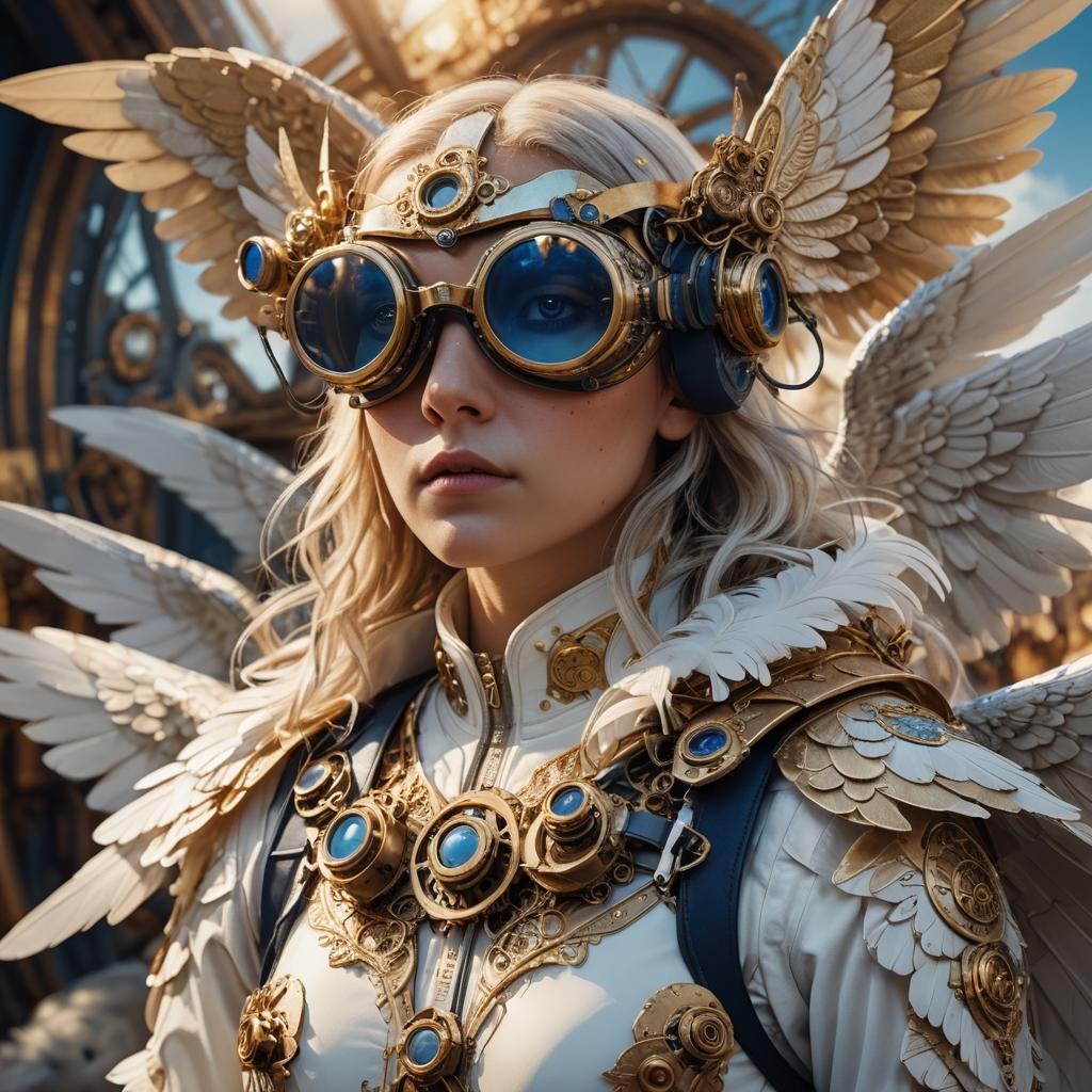 Dreamlike Plane with Bird Wings and Goggles