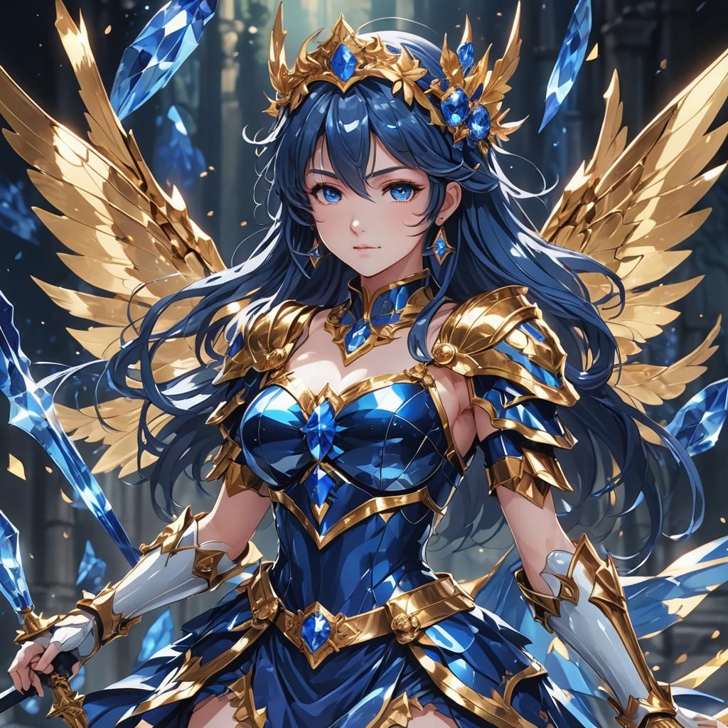 Super Godly Sapphire Fairy Holy Knight woman full
