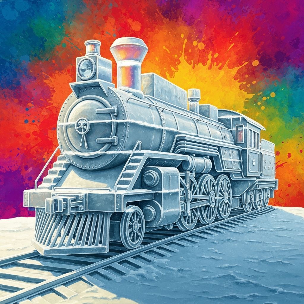 Ice Sculpture of Locomotive Train in Winter  by @Michael Earner