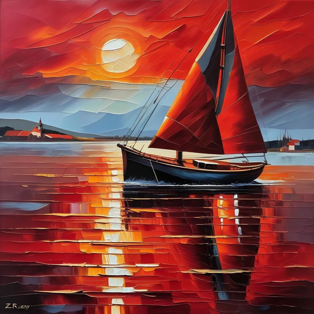 Boat in sunset 