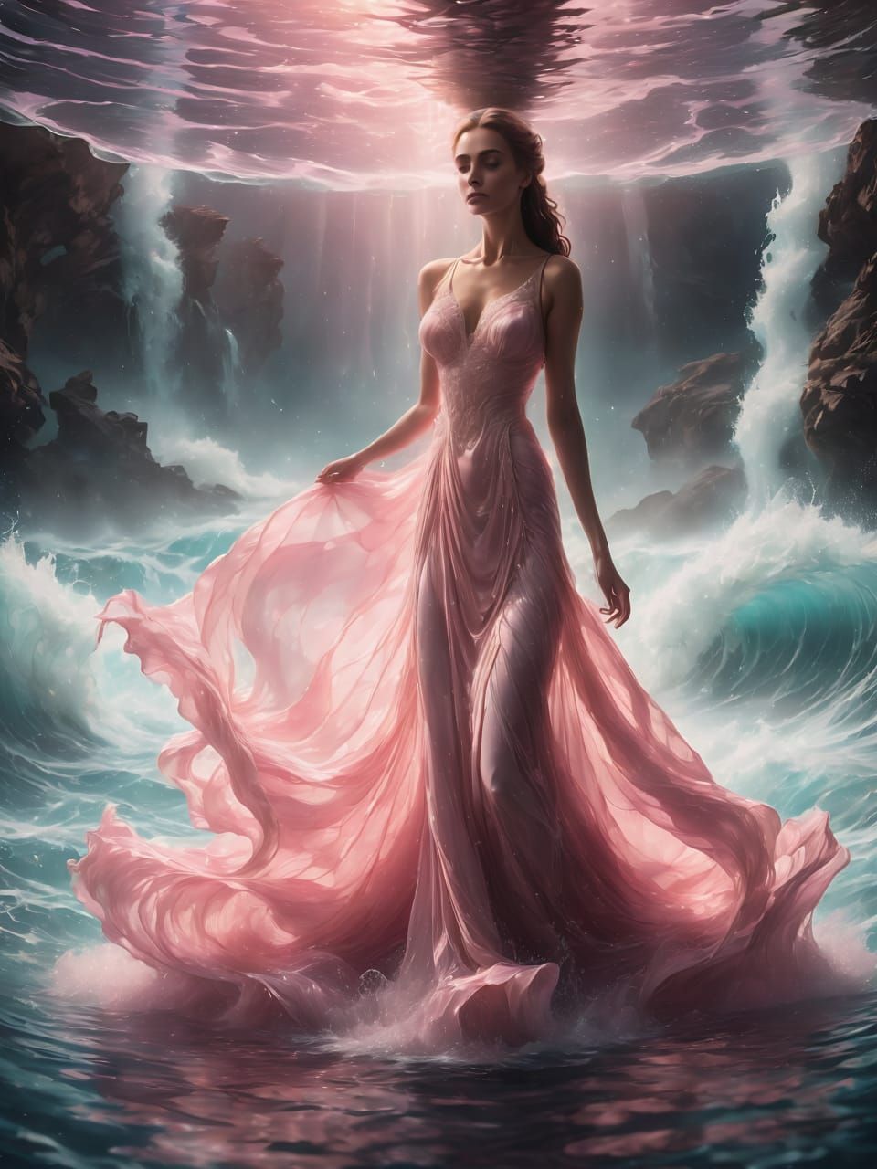Woman in the waves