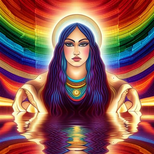 Isis, the goddess of rainbows, viewing her own reflection