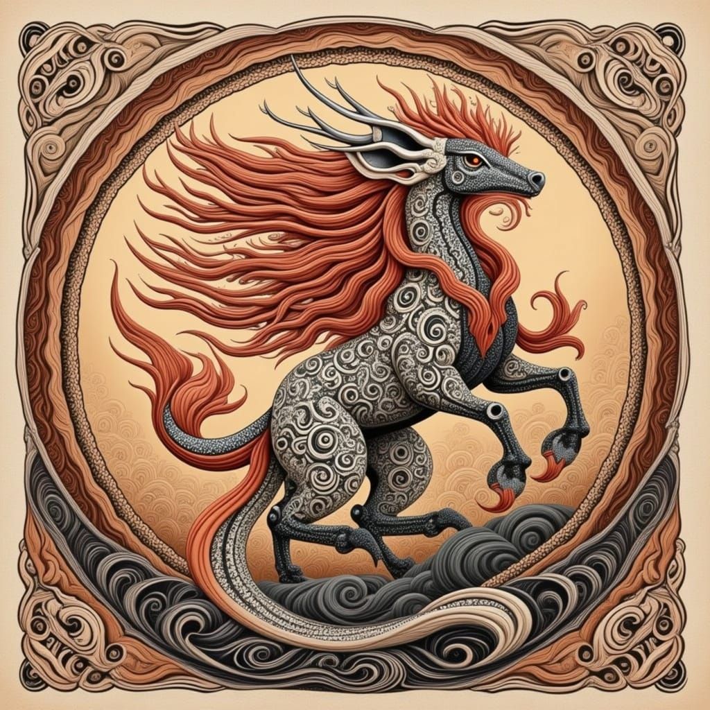 <lora:CINNAMON SWIRLS:1.0> Medieval bestiary page 