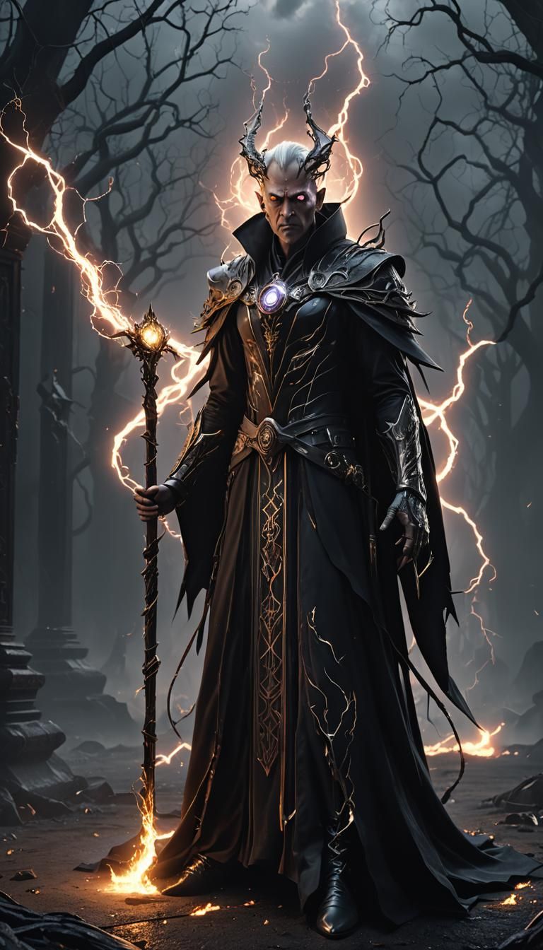Light-skin tiefling warlock