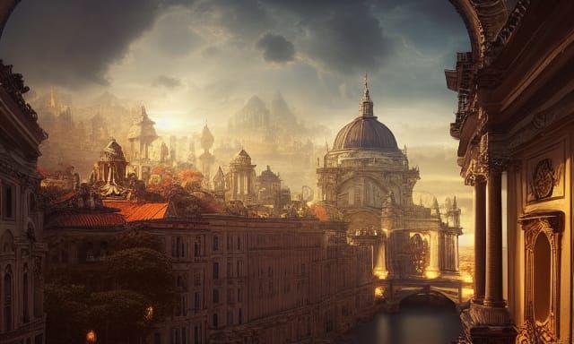 city floating in air