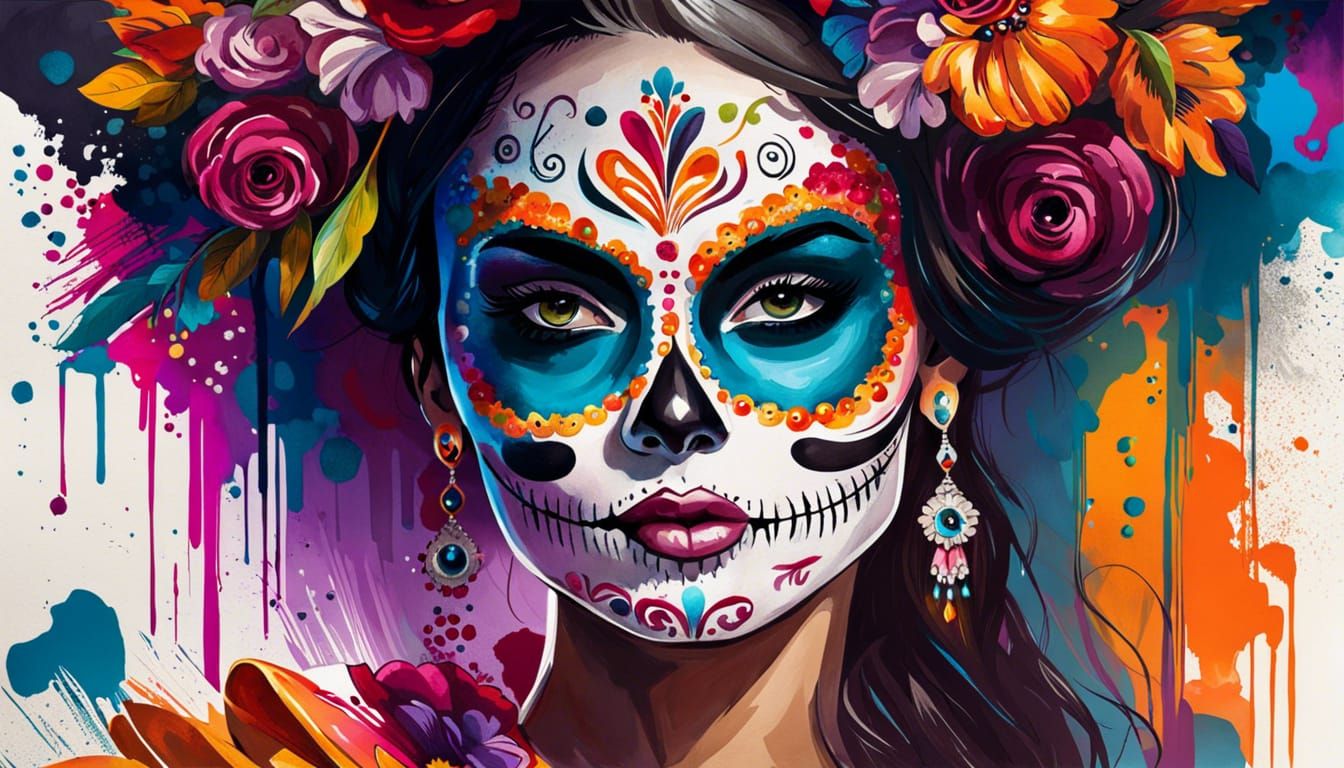 Lady in Día de los Muertos - AI Generated Artwork - NightCafe Creator