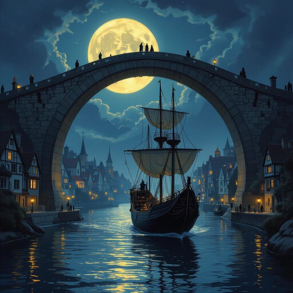 ספינה עוברת מתחת לגשר