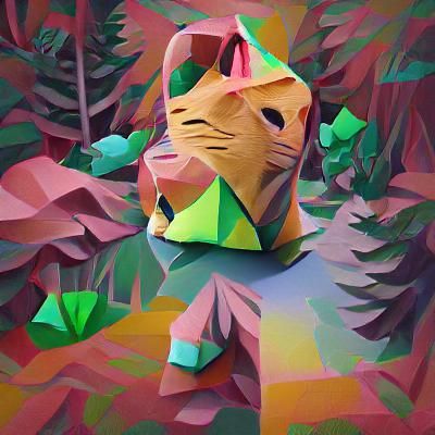 Cat in Low Poly Forest