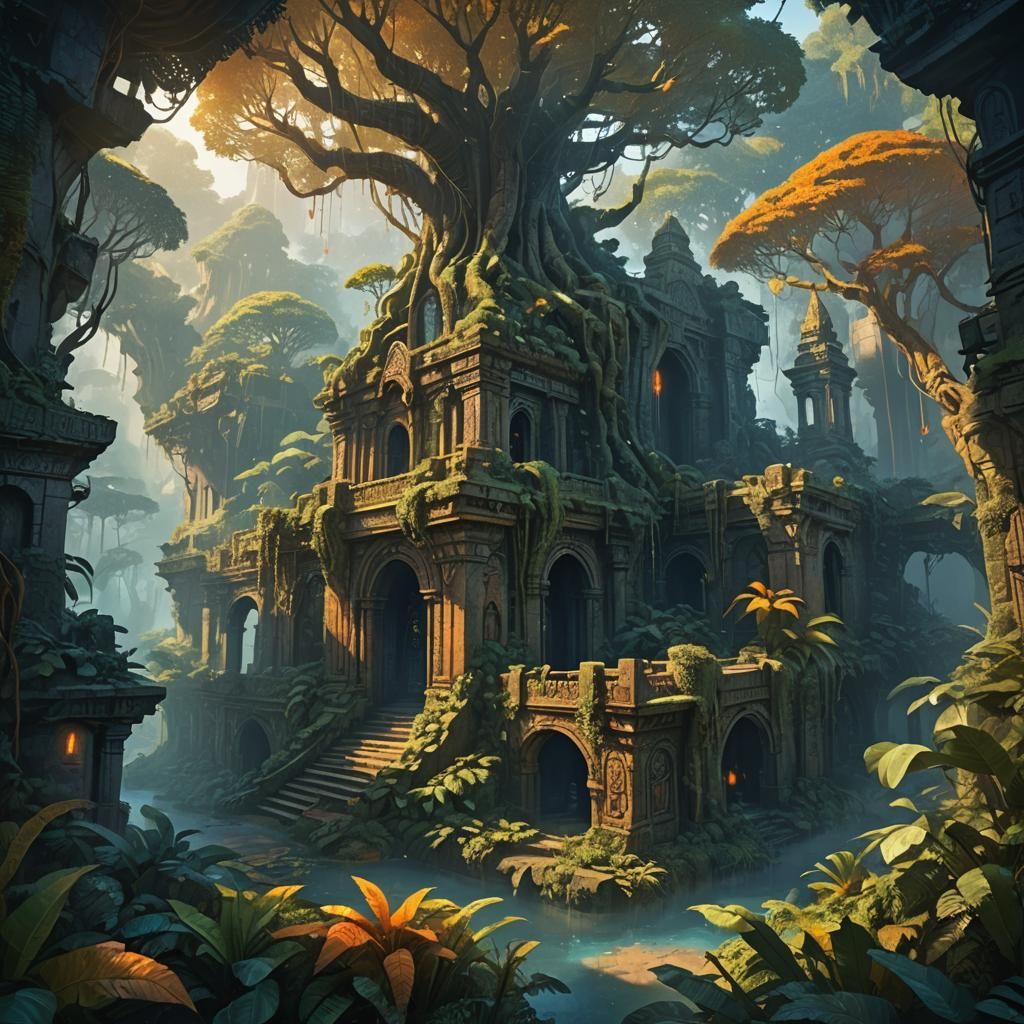 Mystical Jungle City Concept Art