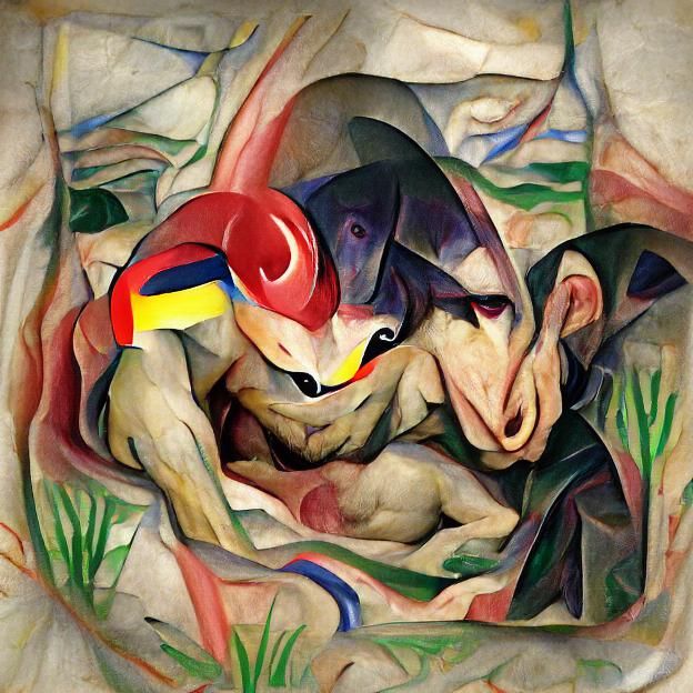 homunculus in the style of Franz Marc