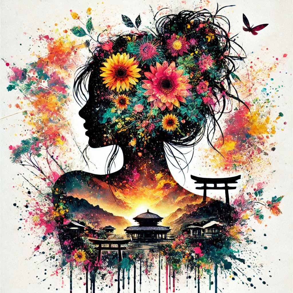 double exposure beautiful fantasy portrait landscape..