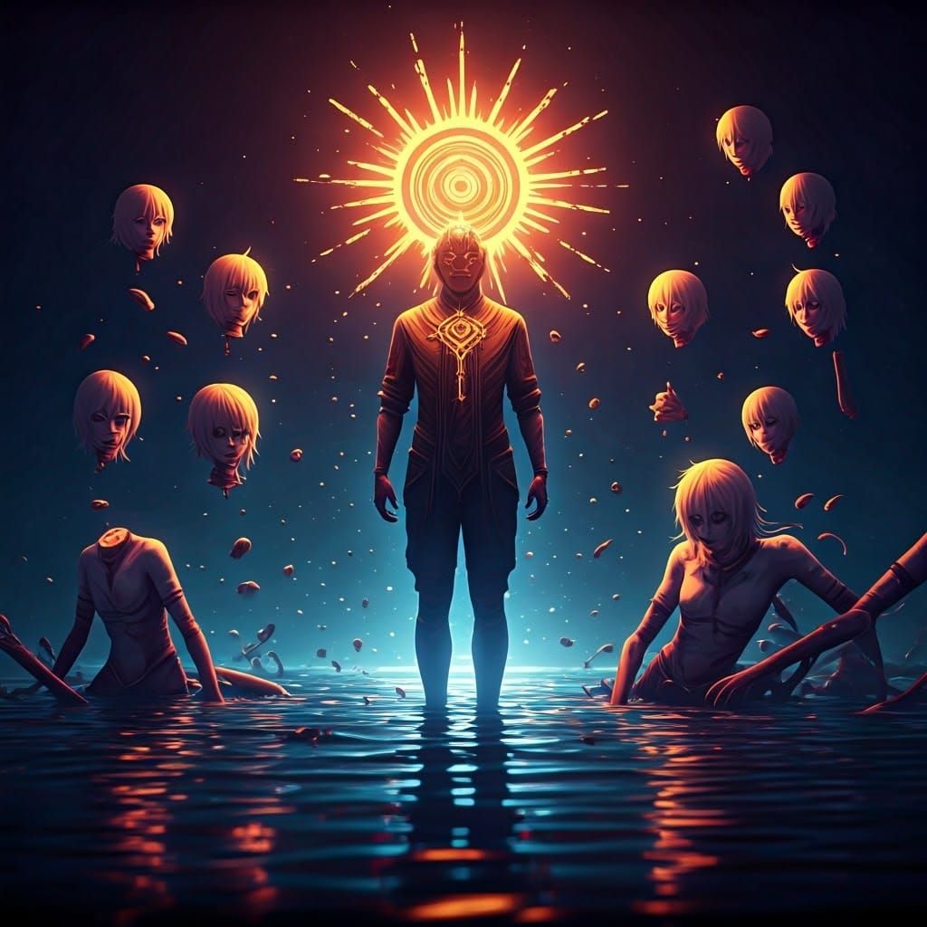 Compassionate Being Amidst Suffering in Anime-Inspired 3D Ar...