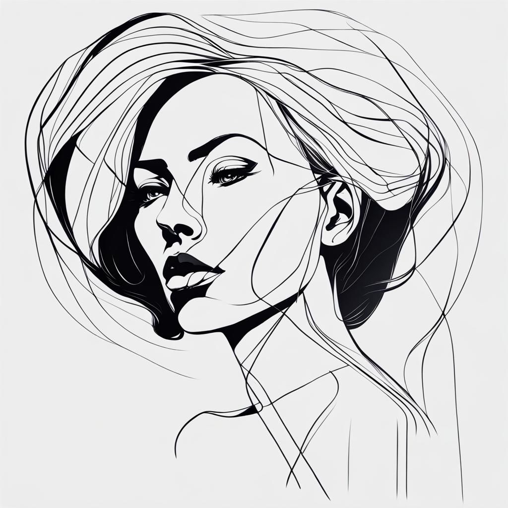 One line minimalistic portrait - AI Generated Artwork - NightCafe Creator