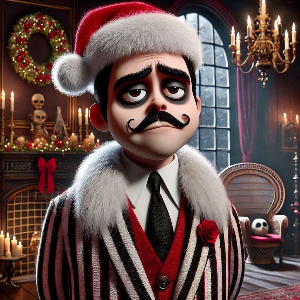 Gomez Addams Fills in for Santa