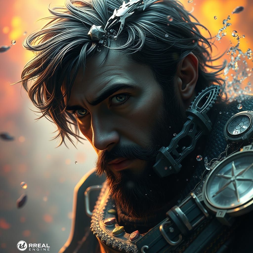 Hyperrealistic Portrait in Dramatic Splash Art Style