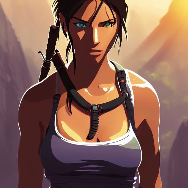 Lara Croft, Tomb Raider, Studio Ghibli, Anime Key Visual, by Makoto ...