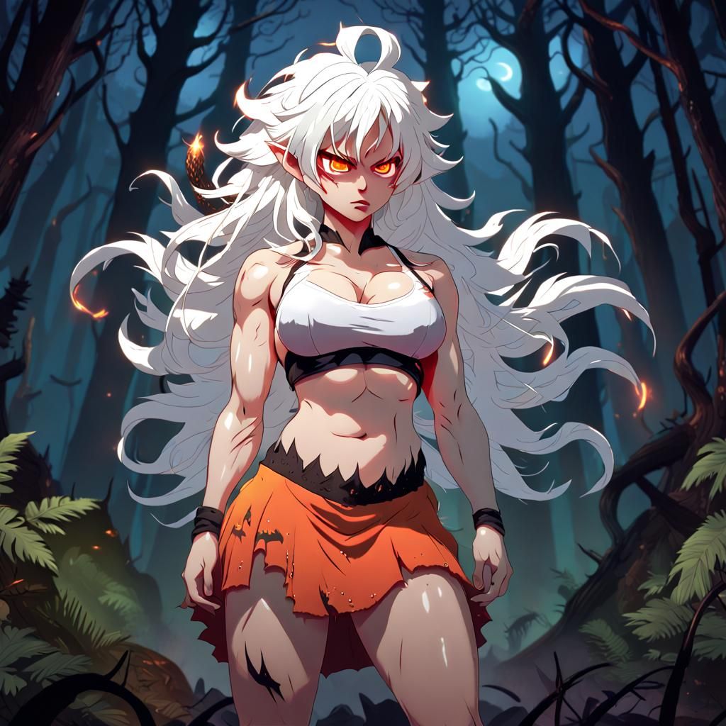 Detailed Naga Woman in a Forest, Hyperrealistic Art