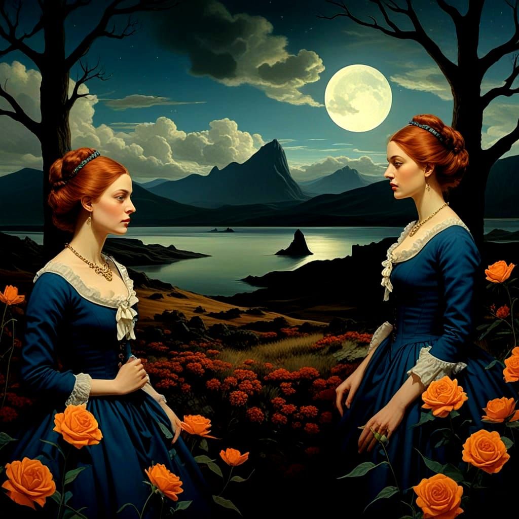 Surrealistic Landscape with Enigmatic Female Figure