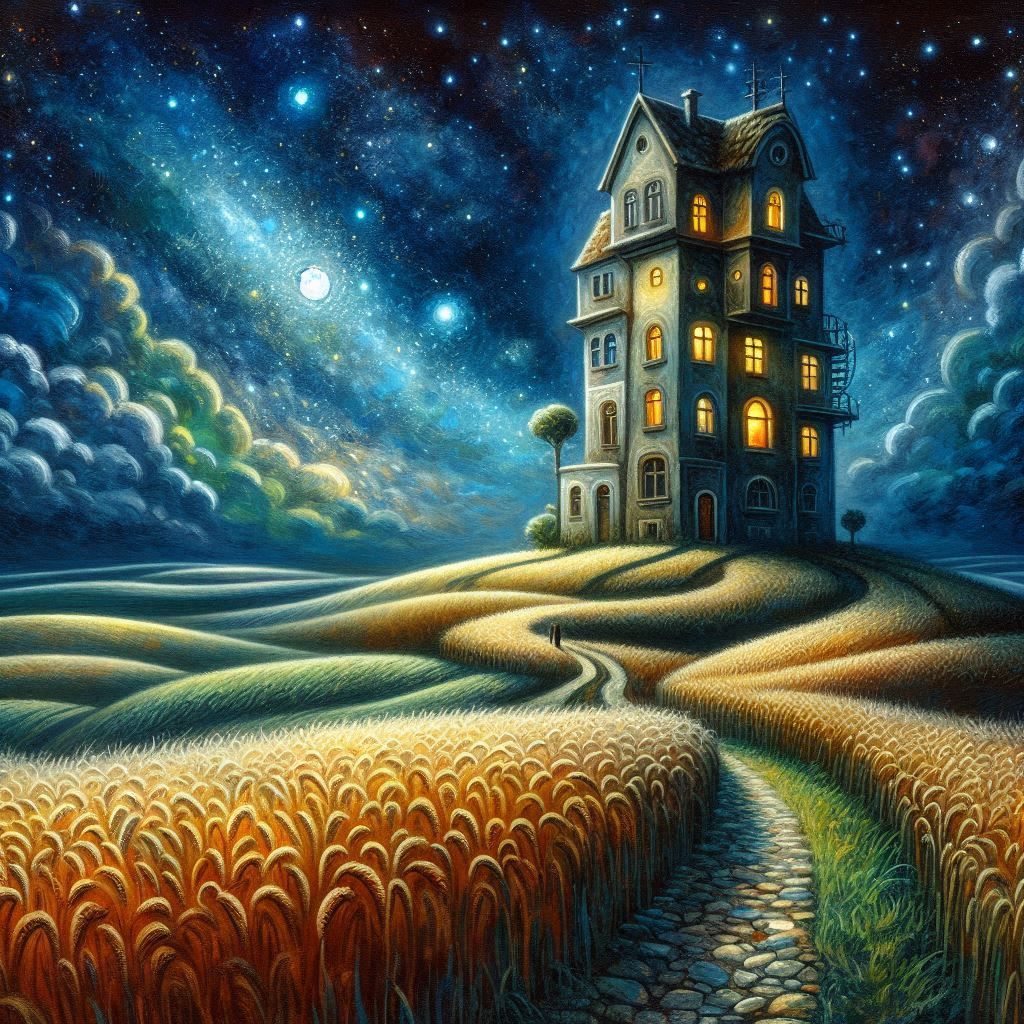 Magical night in the wheat field.