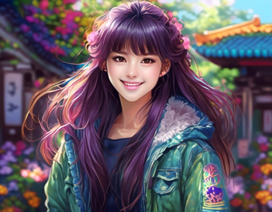 Anime Portrait of Cheerful Woman in Artgerm Style