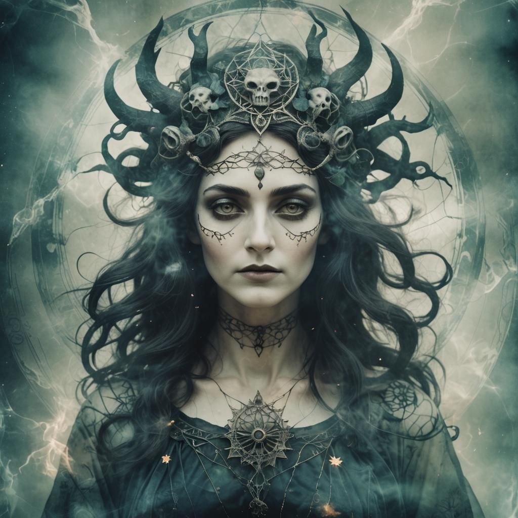Hecate, goddess of witchcraft and magic   by @KJArt7