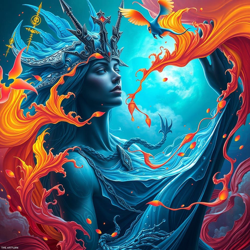 Mermaid and Prince in Fantastical Underwater Scene