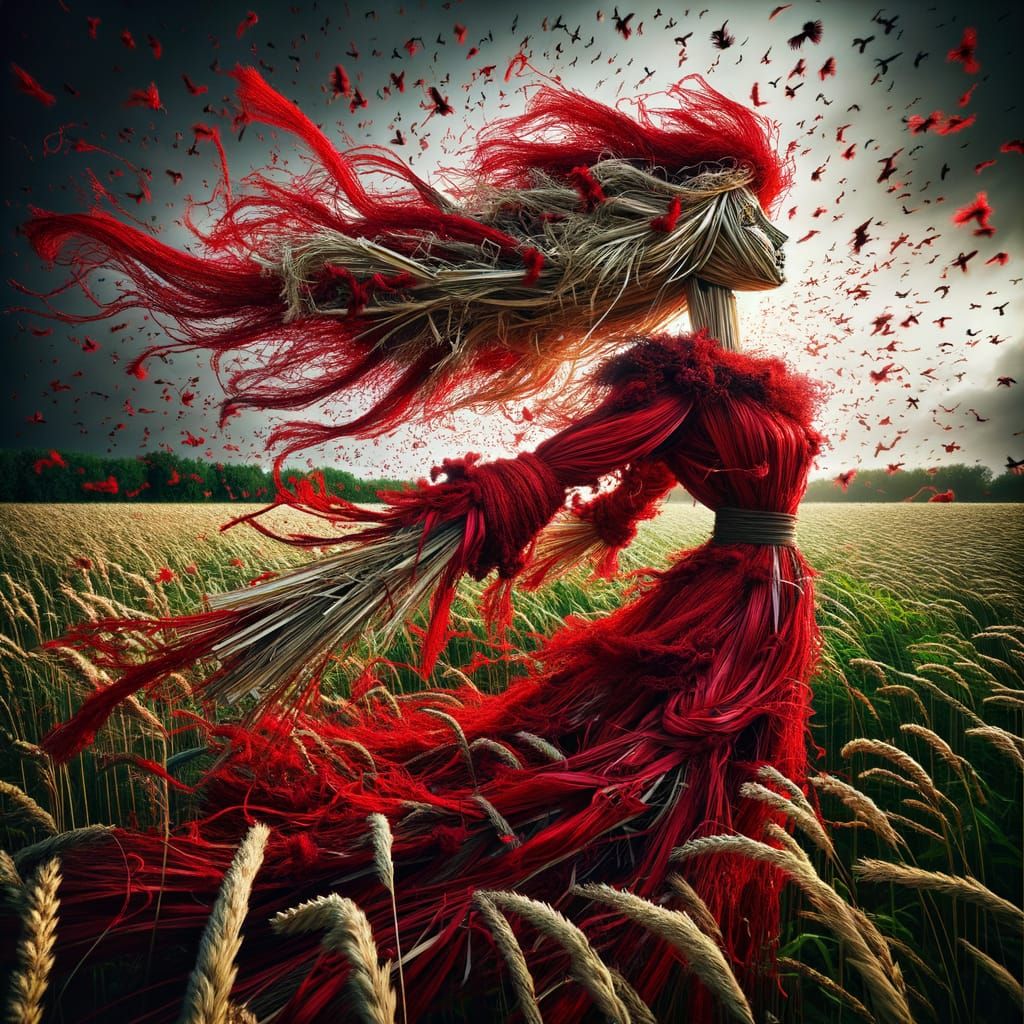 Enchanting Scarecrow Woman in Twisted Strings