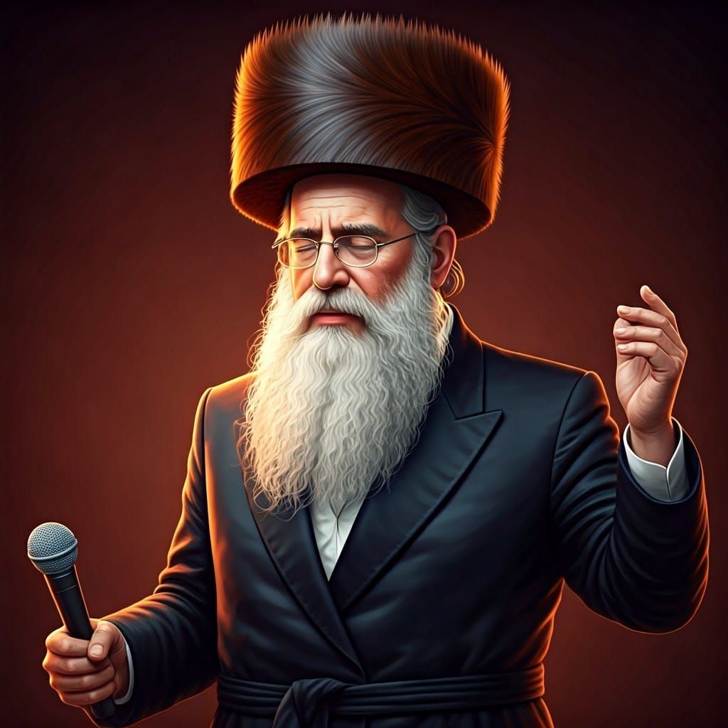 Hasidic Rabbi Performs in Elegant Black Suit with Shtreimel....