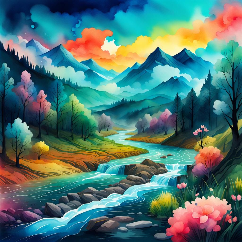 mountains watercolor  by @gladiator