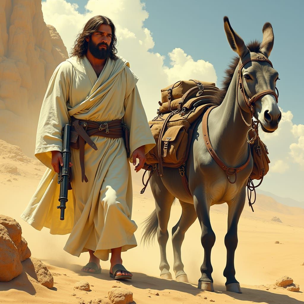 jesus packing gun and donkey 4