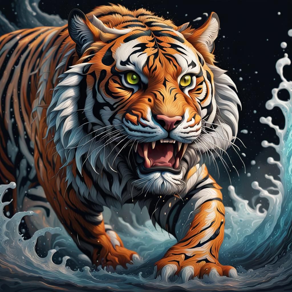 tiger, splash art - AI Generated Artwork - NightCafe Creator