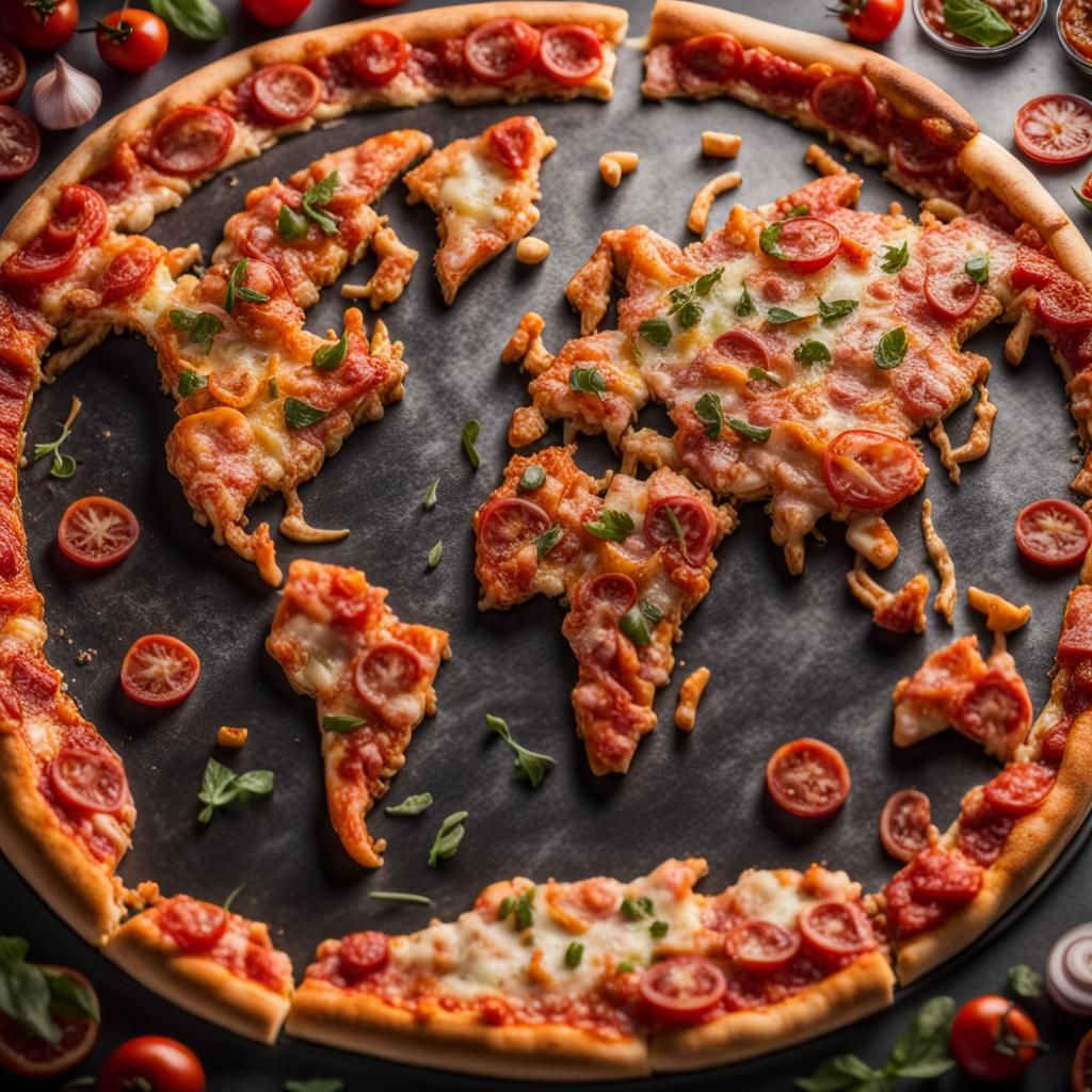 World in a pizza  by @Aia