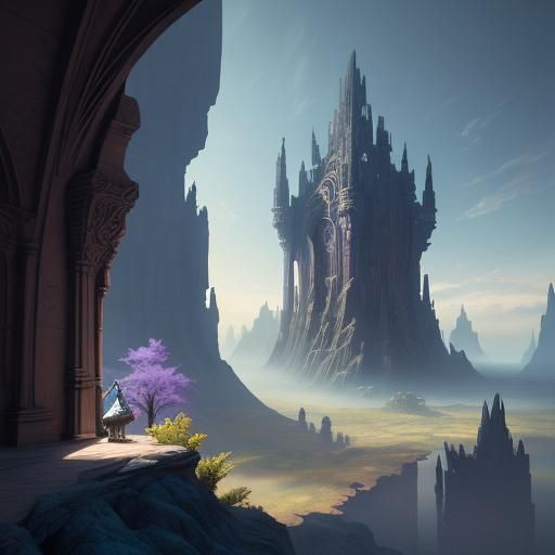 Fantasy Shoe Building in Surreal Landscape