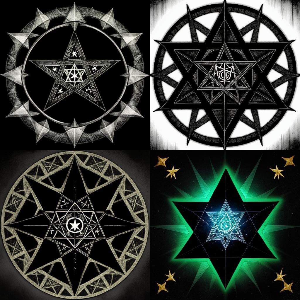 Occult cthulhu pentagrams star of david AI Generated Artwork