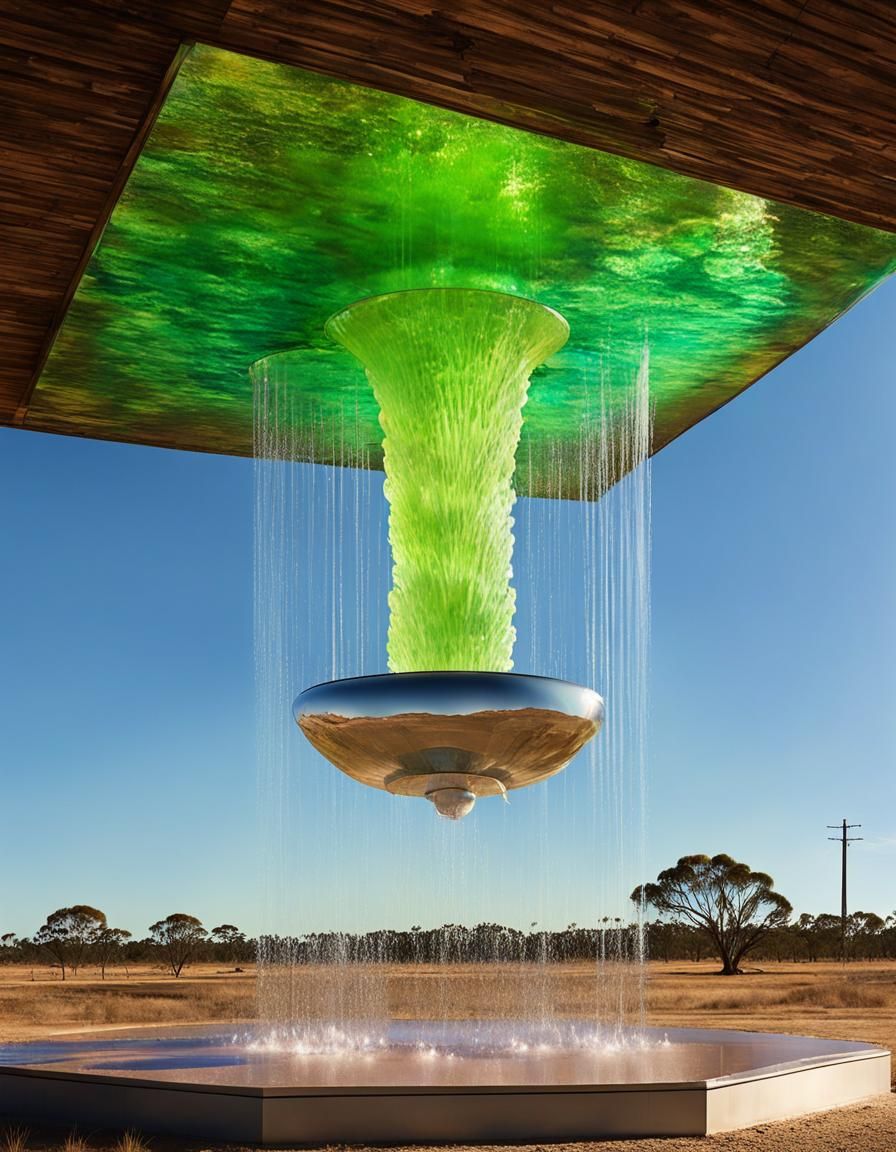 (antigravity1.5) giant (floating1.5) 3D glass water fountain in the