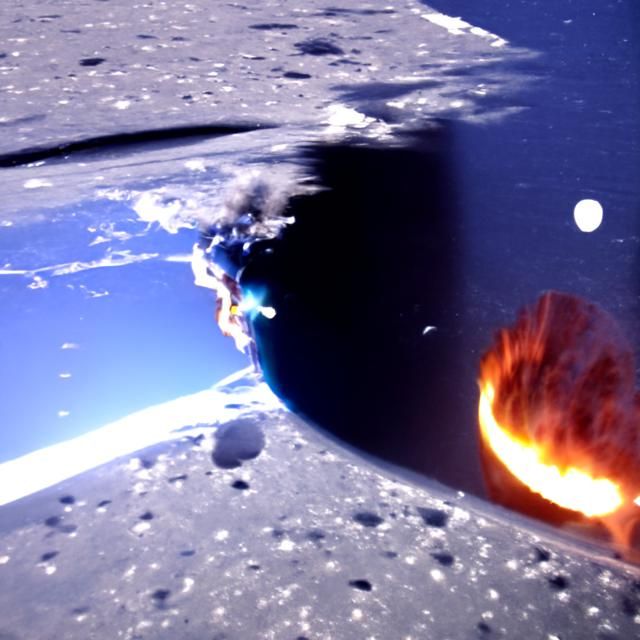 The earth cracking and blowing up with the moon flying away in space ...