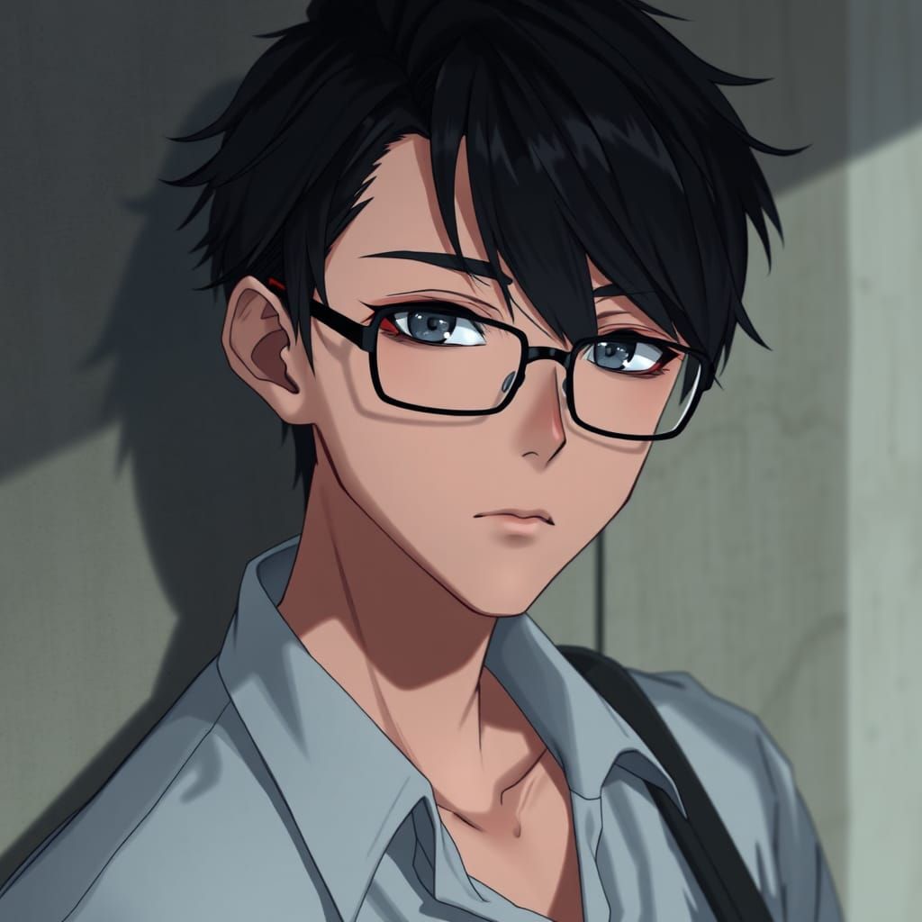 Anime Style 3D Portrait of a Loner With Glasses