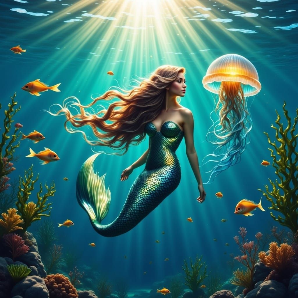 <lora:MermaidFlux:1.0>  