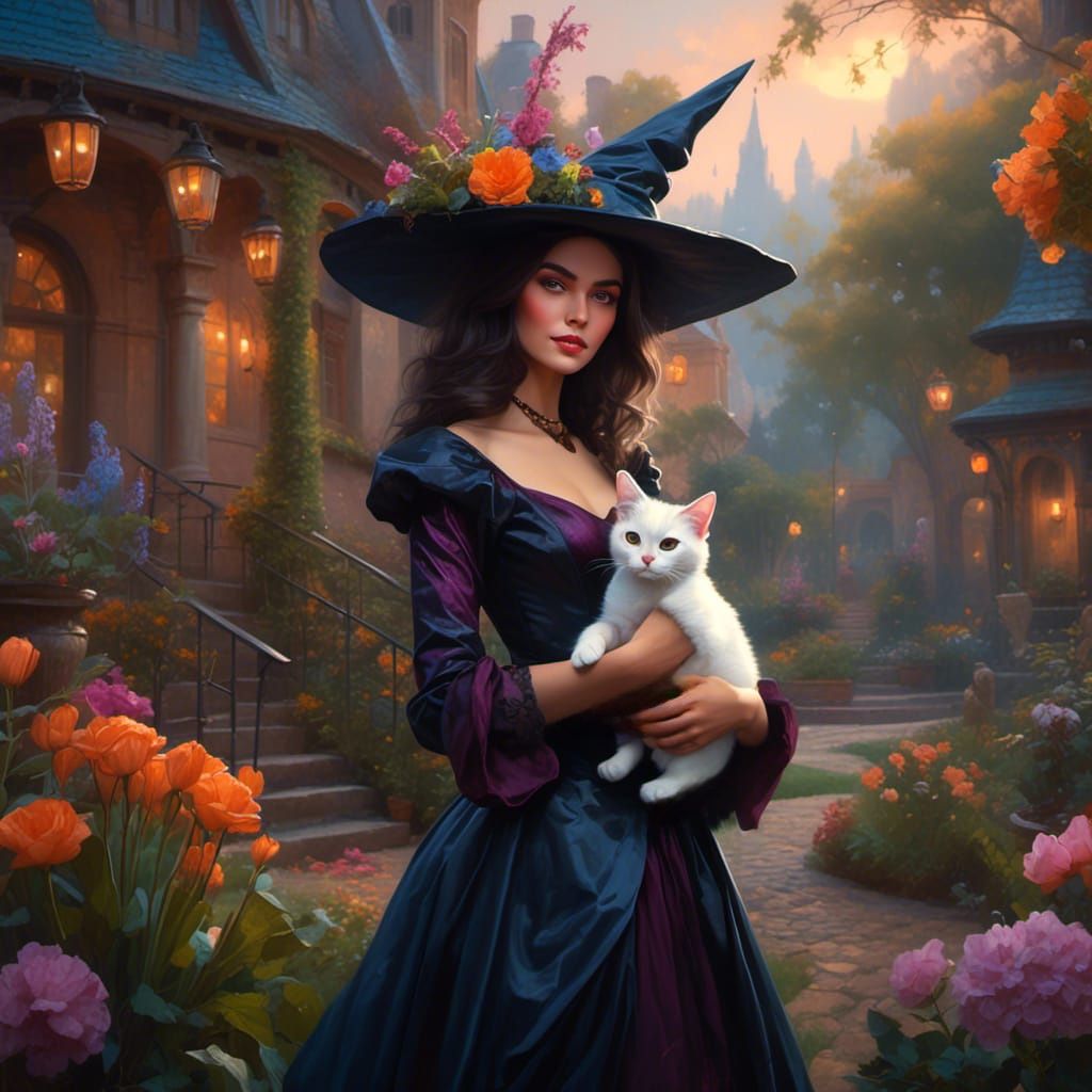 Wicca Selina with her fluffy familiar