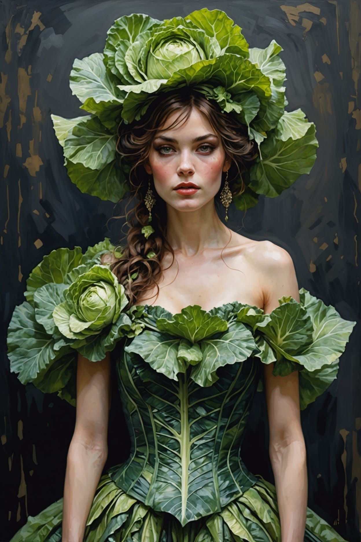 Clothes made from food, haute couture made from cabbage leaves  by @Bera