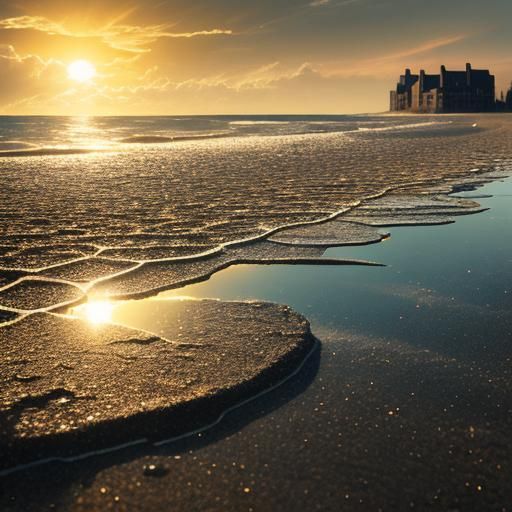 Bricks in beach sun reflection