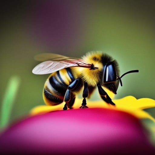 Close up of A plump, adorable baby bee collecting pollen off...