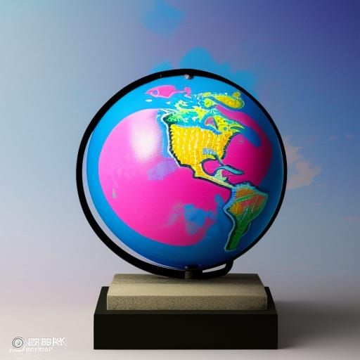 Pink and blue moon globe