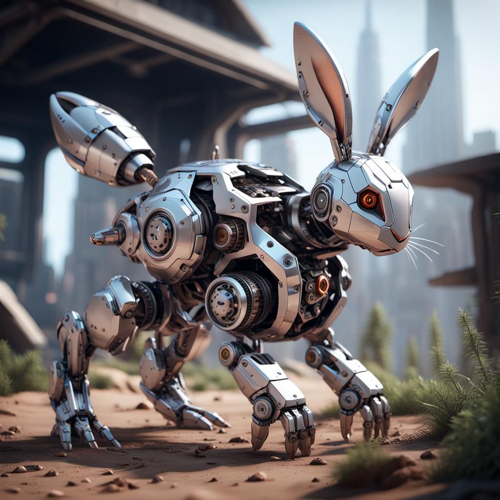 Robot rabbit - AI Generated Artwork - NightCafe Creator